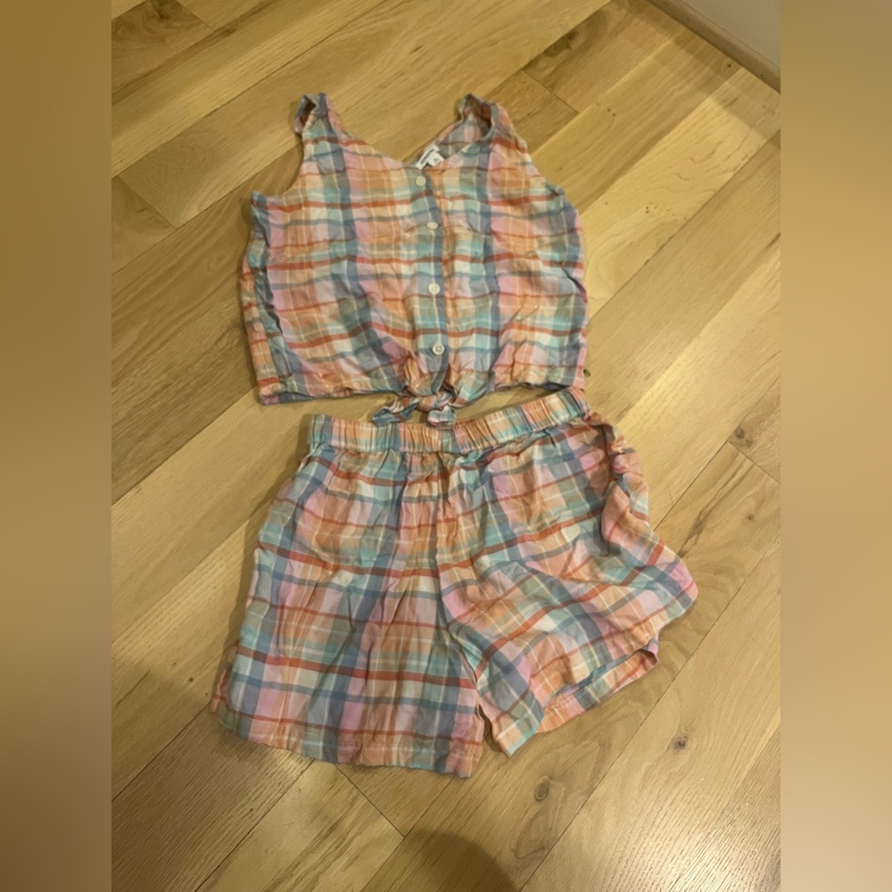 Nordstrom Girl Plaid Sleeveless Top and Shorts Set